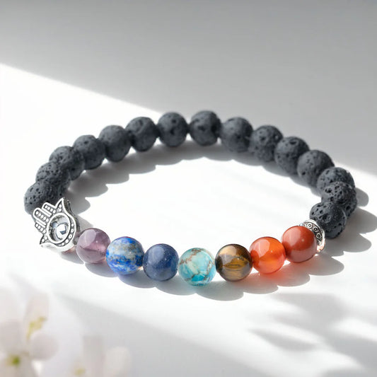 Seven Chakra Healing Lava Bracelet