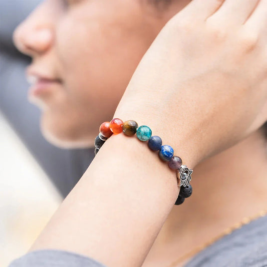 Seven Chakra Healing Lava Bracelet